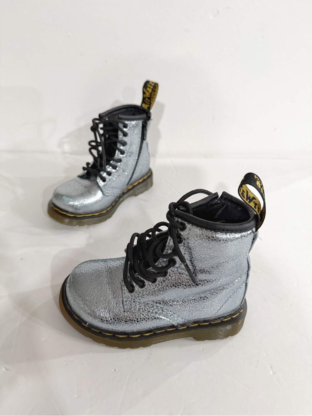 Dr Martens 1460 Toddler 7 Metallic Icy Blue Lace Up Boots Punk Y2K Kidcore
